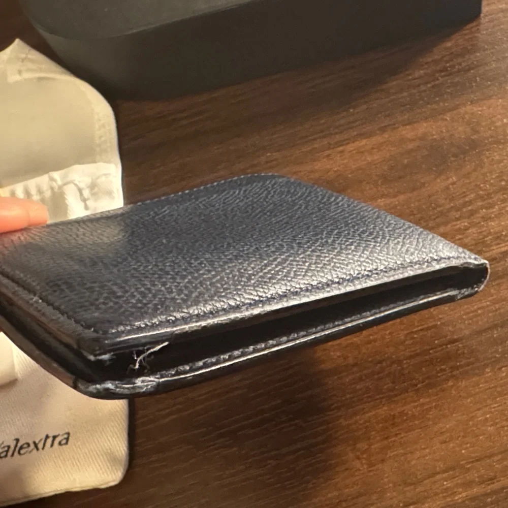 Pre-loved Valextra Dark Blue Leather Wallet